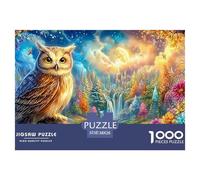 Owl Overlooks A Magical Waterfall City Puzzle Da 1000 Pezzi Per Adulti E Bambini Dai 12 Anni in Su Owl Gioco Di Sfida E Di Ingegno 38x26cm/1000pcs