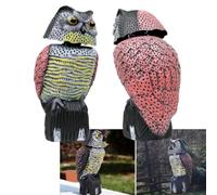 Owl Pigeon Repeller Scarecrow - Outdoor Bird Repeller with 360° Rotating Head Bird Deterrent for Garden and Vegetable Garden (A)