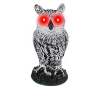 Owl Scarecrow - Decorazione All'aperto, Guardiano Del Patio | Figura Del Gufo Realistico Con Occhi E Rumore Attivato Per Dissuadere Gli Uccelli, La Scultura Repellente Visivo E Audio Per T