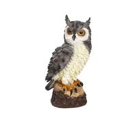 Owl Statua | Realistic Garden Owl Ornament with Scare Action | Outdoor Animal Decor for Balcony, Patio, Porch, Roof, Pond, Yard, Lawn, Pool, Fireplace, Mantel, Deck, Tabletop Decoration