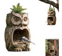 Owl Watcher Feeder, The Quiet Watcher Owl Garden Sculpture, Rustic Outdoor Owl Bird Feeder Decor, Tree-Integrated Bird Feeding Sculpture for Yard, Patio, Lawn (1 pezzi)