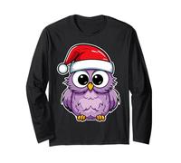 Owl Wearing Santa Hat Owl Lover Christmas Xmas Maglia a Manica