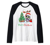 Owl Wearing Santa Hat Xmas - Merry Christmas Owl Maglia con Maniche Raglan