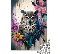 Owl with Flowers 1000 Pezzi Cartolina Premium Pacchetto Puzzle Senior Jigsaw Entusiasti Difficile Sfidante Decorazione Murale Pacchetto Valore 52x38cm/1000pcs