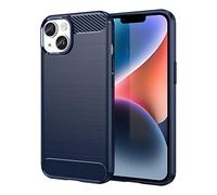 owlhold Cover per iPhone 14 Plus, Custodia Spazzolata e Fibra di Carbonio Morbido Silicone TPU Slim Fit Case, Antiurto, Antigraffio, Antiscivolo, Protezione Grado Militare, Blu