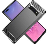 owlhold Cover per Samsung Galaxy S10 Plus, Custodia Spazzolata e Fibra di Carbonio Morbido Silicone TPU Slim Fit Case, Antiurto, Antigraffio, Antiscivolo, Protezione Grado Militare, Nero