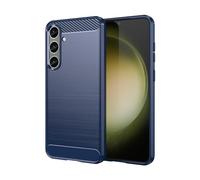 owlhold Cover per Samsung Galaxy S24+ / S24 Plus 5G, Custodia Spazzolata e Fibra di Carbonio Morbido Silicone TPU Slim Fit Case, Antiurto, Antigraffio, Antiscivolo, Protezione Grado Militare, Blu