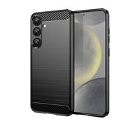 owlhold Cover per Samsung Galaxy S25+ / S25 Plus 5G, Custodia Spazzolata e Fibra di Carbonio Morbido Silicone TPU Slim Fit Case, Antiurto, Antigraffio, Antiscivolo, Protezione Grado Militare, Nero