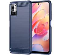 owlhold Cover per Xiaomi Redmi Note 10 Pro 5G/4G, Custodia Spazzolata e Fibra di Carbonio Morbido Silicone TPU Slim Fit Case, Antiurto, Antigraffio, Antiscivolo, Protezione Grado Militare, Blu