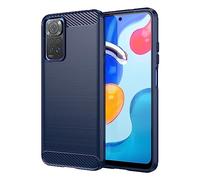 owlhold Cover per Xiaomi Redmi Note 11 / Note 11S, Custodia Spazzolata e Fibra di Carbonio Morbido Silicone TPU Slim Fit Case, Antiurto, Antigraffio, Antiscivolo, Protezione Grado Militare, Blu