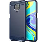 owlhold Cover per Xiaomi Redmi Note 9 Pro/Note 9S, Custodia Spazzolata e Fibra di Carbonio Morbido Silicone TPU Slim Fit Case, Antiurto, Antigraffio, Antiscivolo, Protezione Grado Militare, Blu