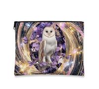 Owlish Trousse per il trucco, gufo incantato e farfalla, borsa da viaggio cosmica per donne, piccola borsa portatile in tela con cerniera, regalo naturale per la cura della pelle borsa da toilette