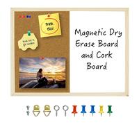 OWLKELA 60x40 cm bacheca in sughero con cornice in legno, spilli per avvisi e lavagna magnetica, promemoria per ufficio, aula e casa