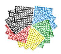 OWLMATE 15 Pezzi Bollini Colorati, Numeri Adesivi 1-100, Lettere Adesive, Stickers per Bambini