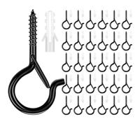 OWLMATE 30 Pezzi Gancio Soffitto Neri Ganci da Muro per Soffitto Gancio Soffitto Ganci Antiruggine Montati