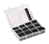 OWLMATE 350 Pezzi Guaina Termorestringente Nera, Guaine Termorestringenti, Termorestringente per Cavi Elettrici per Cavi Elettrici e Il Connettore dei Fili con Scatola Dura