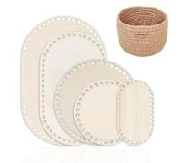 OWLMATE 5 Pezzi Gancio per Libri per Cestino per Uncinetto, Base per Cestino in Legno Naturale, Base per Cestino per Uncinetto per Fai da Te, Tessitura, Artigianato, 15/20/25/30 cm, Ovale/Rotondo