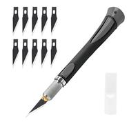OWLMATE Bisturi, Taglierino di Precisione, Cutter di Precisione, Bisturi Modellismo con 10 Lame di Olio Antiruggine per Lavoro Artistico Taglio, Scultura, Nero