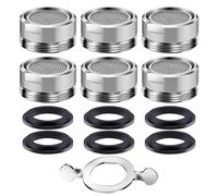 OWLMATE Rompigetto Filtro Rubinetto con 6 Pezzi per Cucina e Bagno - Set Lavandino in Acciaio Inox e ABS con 6 Guarnizioni e Chiave Cromata