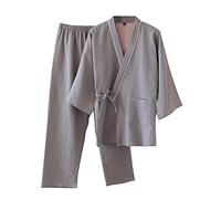 OWLONLINE Pigiama da Uomo in Stile Giapponese, Garza di Cotone, Kimono Giapponese, Taglia M