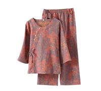 OWLONLINE Set Pigiama in Tessuto Jacquard Pigiama Kimono Giapponese Hanfu da Donna Taglia XL -W16