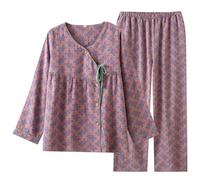 OWLONLINE Set Pigiama in Tessuto Jacquard Pigiama Kimono Giapponese Hanfu da Donna Taglia XL -W20