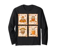 Owls Pumpkin Fall Coffee Cozy Autumn Aesthetic Maglia a Manica