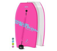 Own the Wave Bodyboard da 94 cm con guinzaglio a spirale e cinghie per pinne da nuoto, fondo liscio in HDPE e nucleo in EPS, per bambini e adulti, perfetta per surf e spiaggia (rosa/verde menta)