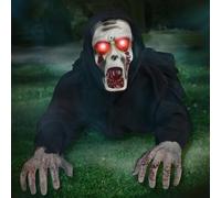 Own1one Decorazione per Halloween, per esterni, Halloween, zombie striscianti, con rumore e occhi lampeggianti, rilevatore di movimento del suono, per interni ed esterni, 110 cm