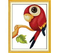 OWN4B - Kit per punto croce, con stampa di pappagalli, 11 ct, 38 x 47 cm, kit per ricamo fai da te (pappagallo)