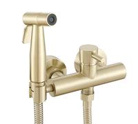 Ownace Set miscelatore per bidet da parete in oro spazzolato con miscelatore spray per WC, rubinetto per bidet caldo e freddo musulmano, con kit spruzzatore Shattaf