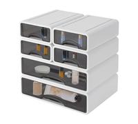 Owneed Organizer da scrivania con 6 cassetti, in plastica, per ufficio, 34 x 25 x 33 cm, mini organizer per trucchi, cassetti in plastica per ufficio, casa (bianco)