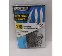 Owner 5306-121 Flyliner Live Esche Gancio Saldato Anello Nero Cromo Misura 2/0