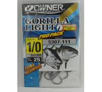 Owner 5307-111 Gorilla Luce Live Esche Gancio Nero Cromo Misura 1/0 25Ct Gancio