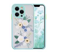 Ownest compatibile con iPhone 14 Pro 6.1 Pollici Custodia per PC Trasparente Satinato Fiori Modello 3D Floreale Ragazze Donna e Morbido TPU Paraurti Custodia Protettiva Cover per iPhone 14 Pro -Blu