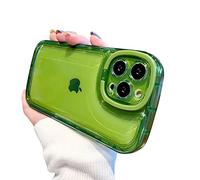 Ownest Compatibile con iPhone 14 Pro Max Custodia con cavalletto trasparente Custodia protettiva creativa con supporto per fotocamera per TPU Slim antiurto Cool Phone Case per iPhone 14 Pro Max-Green