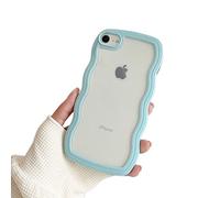 Ownest Compatibile con iPhone 7 Custodia iPhone 8 Custodia iPhone SE Custodia con Trasparente Carino Curly Onda Estetico Paraurti o Ragazze Donne TPU Protettiva Cover per iPhone 7/8/SE-Blu