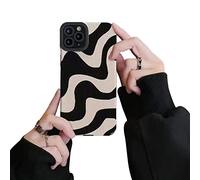 Ownest Cover per iPhone 12 PRO Max, Moda Semplice e Carina con Design a Strisce di Zebra, Custodia per Telefono in Silicone Morbido per Donne e Ragazze, Protezione per iPhone 12 PRO Max - Nero