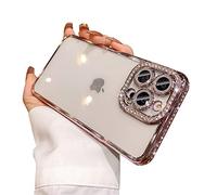 Ownest Custodia compatibile con iPhone 12 Pro Max con protezione per fotocamera glitterata, cover trasparente con strass e graziosa estetica, antiurto, con lente scintillante per iPhone 12 Pro Max,