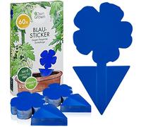 OwnGrown 60 trappole per colla blu - trappole per zanzare senza insetticidi per piante da interno e giardino - trappole adesive contro tripidi e insetti volanti - 30 x 20 mm trappole di carta con