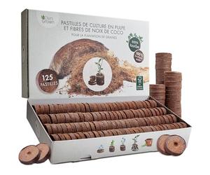 OwnGrown Coco Coir Seed Compost Pellet: 125 Pellet di Cocco per Semi e Terriccio Universale - Compost Senza Torba per Piantine, Orto e Piante Grasse - Vasetti per Piantine e Terriccio per Giardinaggio