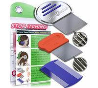 OWNHEALER Kit pettine per lendini, rimozione rapida ed efficace di pidocchi, lendini e forfora per tutti i tipi di capelli. Pettini a denti fini in plastica a doppia faccia per un trattamento rapido