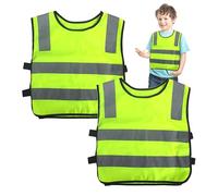 Ownkim 2 Pezzi Giubbotto di Sicurezza per Bambini Gilet Catarifrangente,Gilet Catarifrangente Giallo Universale ad Alta Visibilità 360°,Sicurezza Ottimale al Buio per Scuola e Gioco