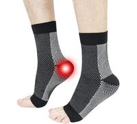 Ownkim Calze per neuropatia, nano-calze per neuropatia, Calze Terapeutiche per Neuropatia e Supporto Caviglie, fasciatura del piede per fascite (Nero, L-XL)