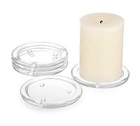 OwnMy 5 piatti per candele in vetro trasparente, portacandele da 10 cm, sottobicchieri in vetro, piccoli piatti rotondi per candele a pilastro, centrotavola moderno per tavolo da pranzo e matrimoni