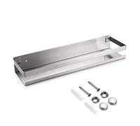 OwnMy Mensola per doccia da bagno, in acciaio inox, per bagno e cucina, mensola rettangolare in metallo antiruggine, montaggio a parete, angolo doccia, 40,6 cm, argento
