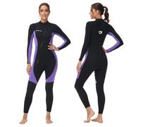 Owntop Muta da Donna 3/2mm - Muta da Sub Completa con Zip Frontale, Stretch Pro Neoprene Wetsuit Termica Lunghezza Completa per Surf Snorkeling, Donna Purple L