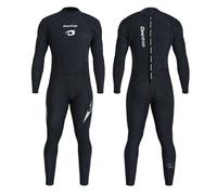 Owntop Muta da uomo e da donna, 1,5 mm, lunghezza intera, in neoprene, con cerniera posteriore, per surf, snorkeling, colore nero, taglia L