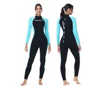 Owntop Muta da uomo e da donna, 3/2 mm, lunghezza intera, in neoprene con cerniera posteriore, per surf, snorkeling, colore blu, taglia L