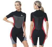 Owntop Muta Donna 3mm, Shorty 3mm Neoprene Donna per Immersioni Surf Nuoto Kayak (Donne Rosso, S)